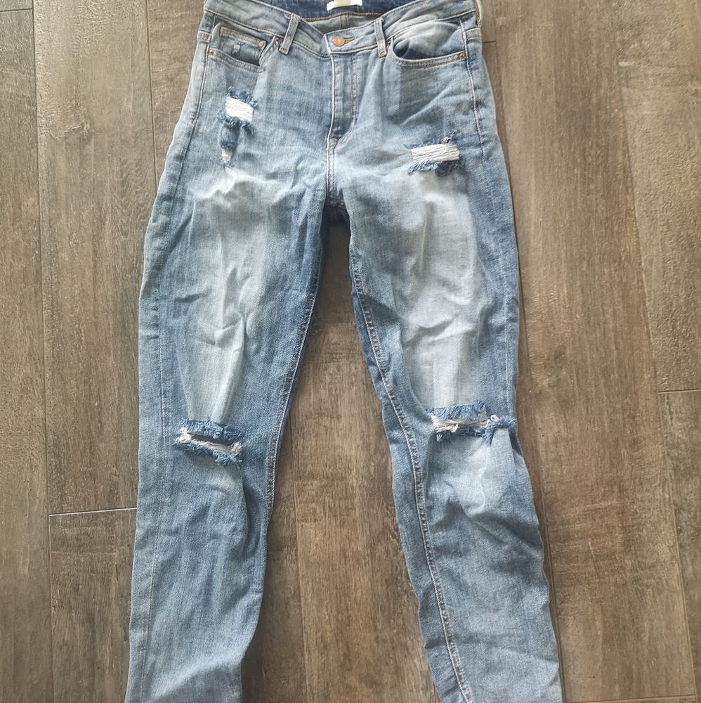 Distressed mom jeans